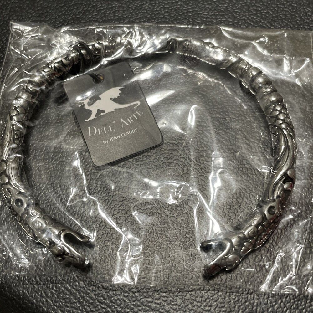 Dell’ Arte By Jean Claude Cuff Bangle Bracelet Silver Tone Snake Reptile Serpent - Picture 3 of 6